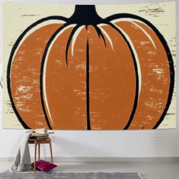 Pratyus Pumpkin Halloween Tapestry Wall Hanging Short Plush Fabric Dorm Holiday Decor 40x30inch