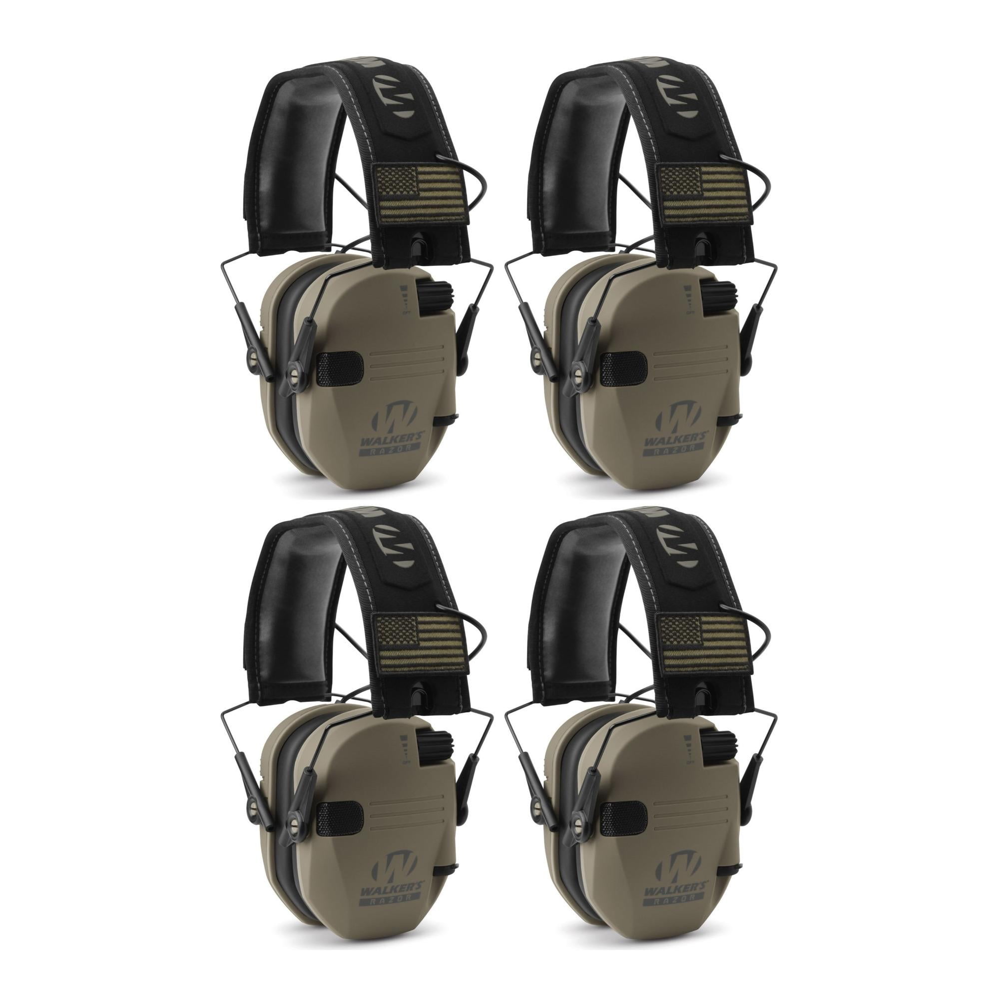 4 Pack Certified Refurbished Walkers Razor Hearing Shooter Folding Earmuffs 