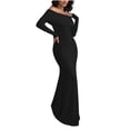 thumbnail image 7 of Women's Fall Off The Shoulder Maxi Dress Long Sleeve Elegant Bodycon Formal Wedding Guest Cocktail Prom Dresses, 7 of 7