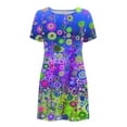 thumbnail image 4 of Viikei Casual Tiered Ruffle Short Sleeve Dress,Women's Short Sleeved Dress with Floral Print Round Neck Dress Multicolor XXL, 4 of 5
