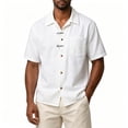 thumbnail image 2 of UVEASISHA Denim Shirt Men Short Sleeve Button Down Mens Shirts Check Pocket Casual Western Cowboy Shirts Vintage Washed Travel Shirt White M, 2 of 6
