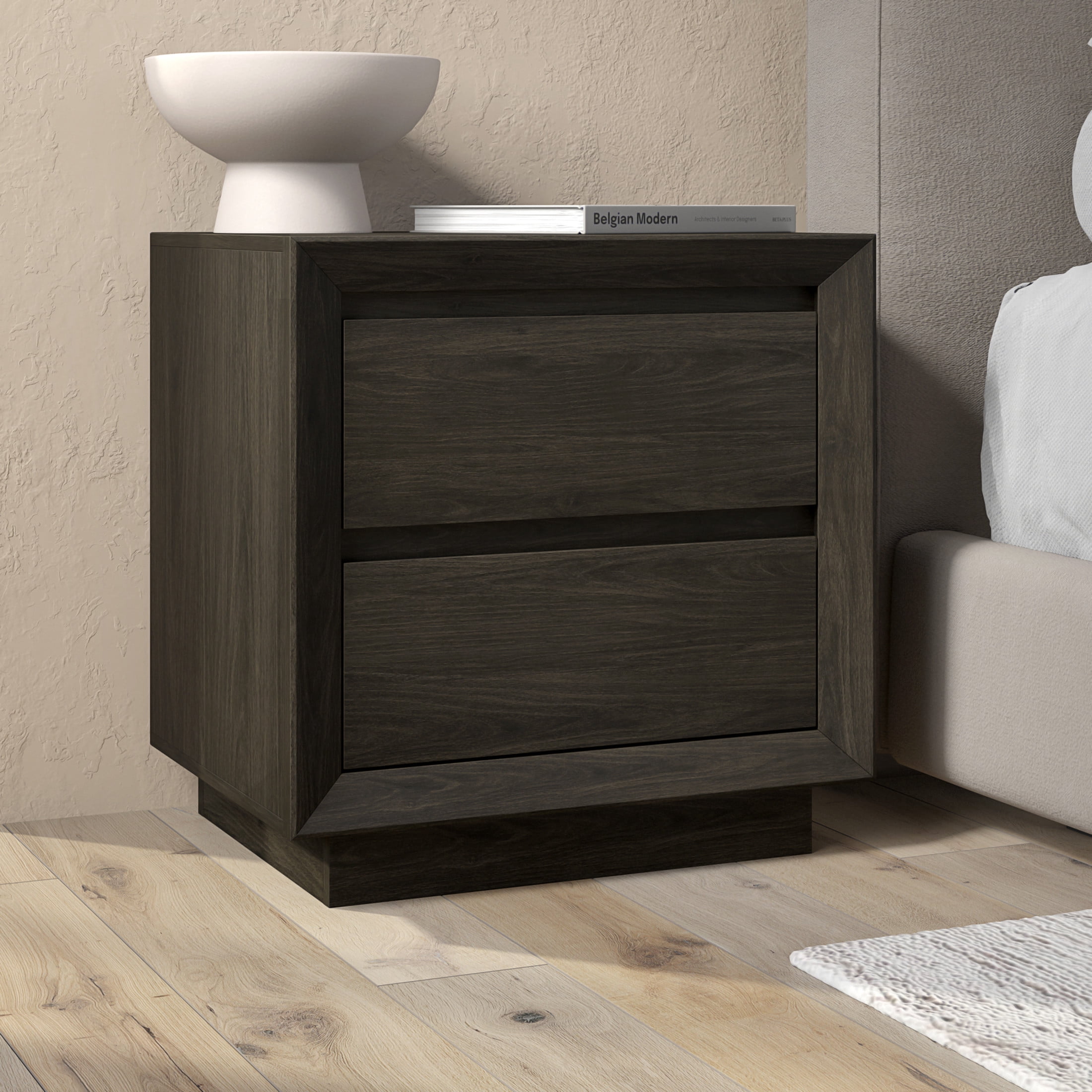 Evelyn&Zoe Modern/Contemporary 24" Wide Alder Brown Nightstand