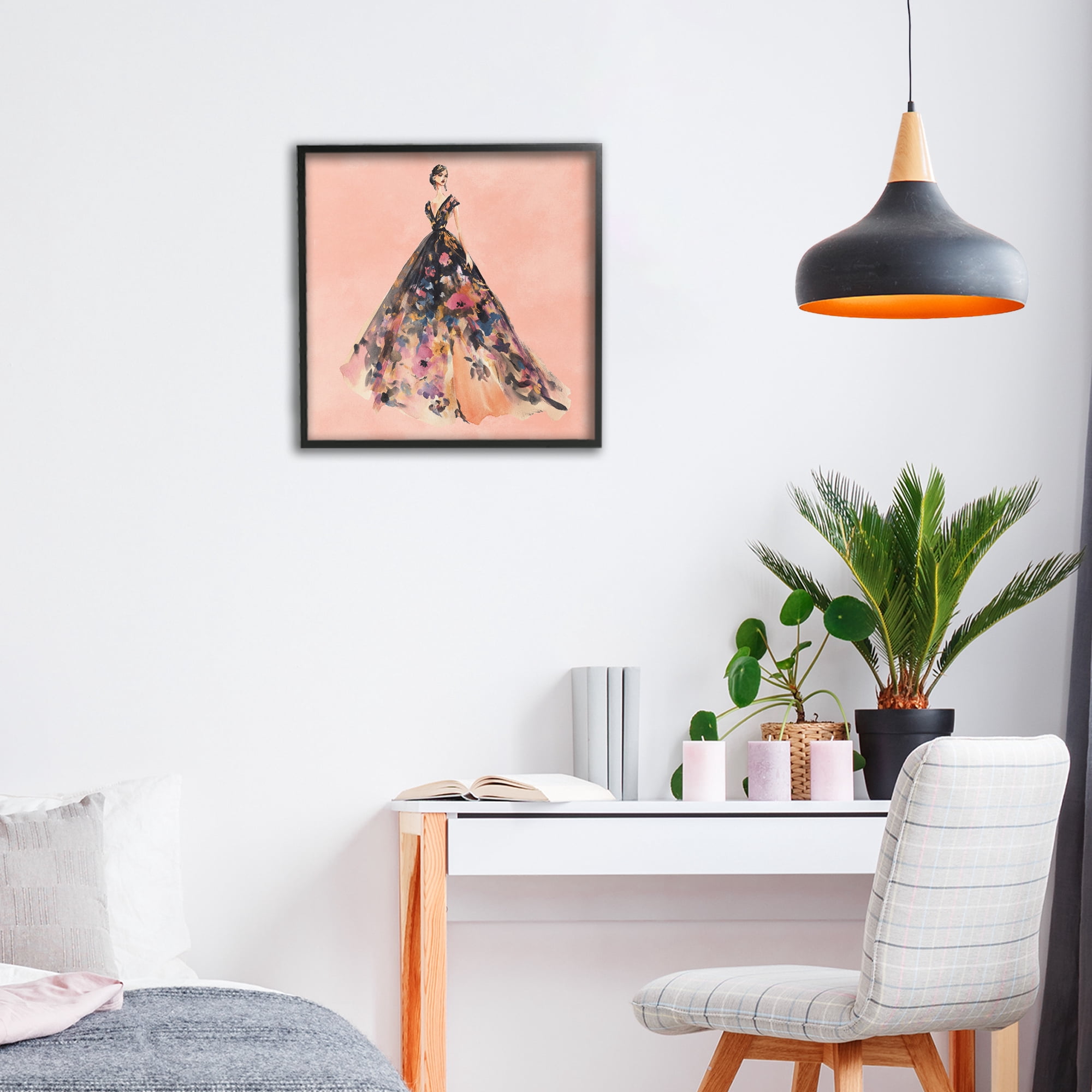 Stupell Industries Rose Gold Night Black Framed Giclee Art, design by Svetlana Aleynikova