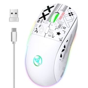 HXSJ Wired Gaming Keyboard and Mouse Combo, Streamer Keyboard, 2.4G Wireless Mechanical Mouse, 3600DPI, 11 Lighting Modes for Game/Office