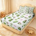 thumbnail image 2 of Erosebridal Watercolor Bowknot Pickle Zipper Twin Comforter Sets with Fitted Sheet and 2 Pillowcases for Girls, White Pink Cute Vegetable Zipper Bedding Set, Pink Reversible, 4pcs, 2 of 7
