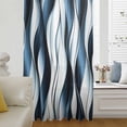 thumbnail image 6 of Blue Striped Ombre Sheer Curtains 54 Inches Long, Modern Blue Moire Geometric Light Filering Curtains, Breathable Simi Curtain Privacy Drapes for Kitchen Bathroom Lightweight Small Window Treatment, 6 of 9