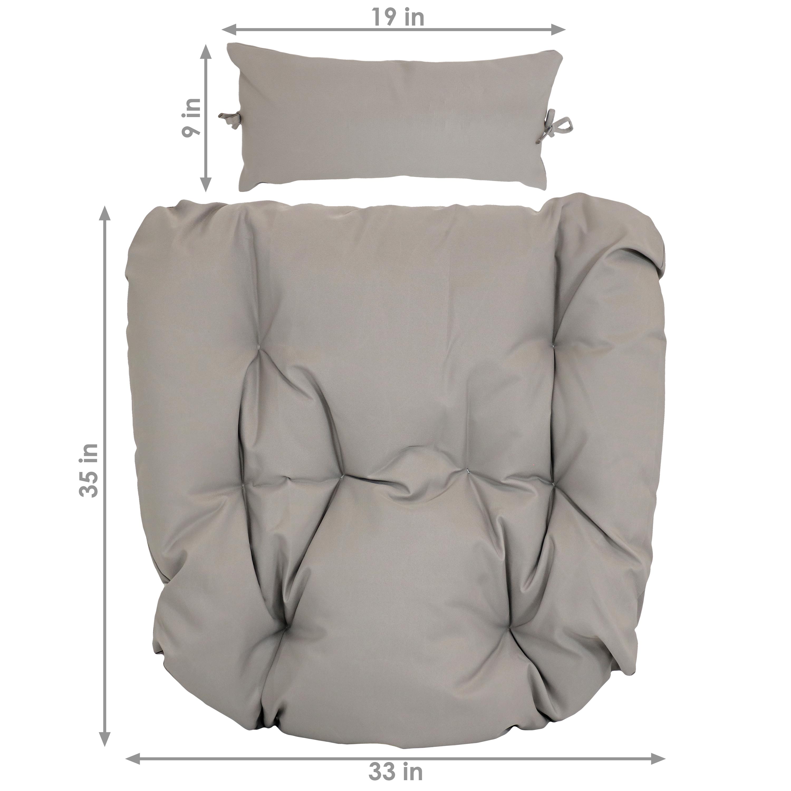 Sunnydaze Replacement Seat Cushion and Headrest Pillow for Caroline Egg Chair - Gray - image 3 of 7