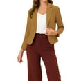 thumbnail image 1 of CHAQUETA BLAZER DE MUJER INSPIRE CHIC, ABIERTO, PARA TRABAJO, VERANO, CORTA, COLOR CAQUI OSCURO, TALLA 3XL, 1 of 6