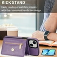 thumbnail image 5 of Dteck Crossbody Wallet Case for iPhone 15 Plus with Card Slots Holder, Magnetic Flip Folio Purse Case, PU Leather Zipper Handbag with Detachable Lanyard Strap for iPhone 15 Plus,Purple, 5 of 6