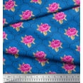 thumbnail image 2 of Soimoi Moss Tissu Georgette Motif Quatrefoil, Imprimé Feuilles & Roses au Mètre 42 Pouces de Large, 2 of 3
