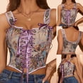 thumbnail image 2 of ZQUUVOU Corset Shapewear for Women Court Vintage Floral Fishbone Waist Trainer Bustier Bodysuit Shapewear Straps Tank Tops Purple A, 2 of 9
