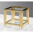 thumbnail image 1 of K-Living Luna End Table with Clear Tempered Glass Top & Gold Polished Stainless-Steel Base, 1 of 1