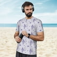 thumbnail image 4 of Wukai Stripes and Sprigs of Lavender Print Men's Short-Sleeved Mesh T-Shirt,Quick-Dry Short Sleeve Workout T-Shirt-5X-Large, 4 of 8