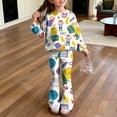 thumbnail image 2 of Grblisyd First Day of School Outfits for Girls Kids 2 Piece Crew Neck Long Sleeve Sweatshirt & Elastic Waist Flare Pants Fall Winter Clothing for 2-8Y, 2 of 7