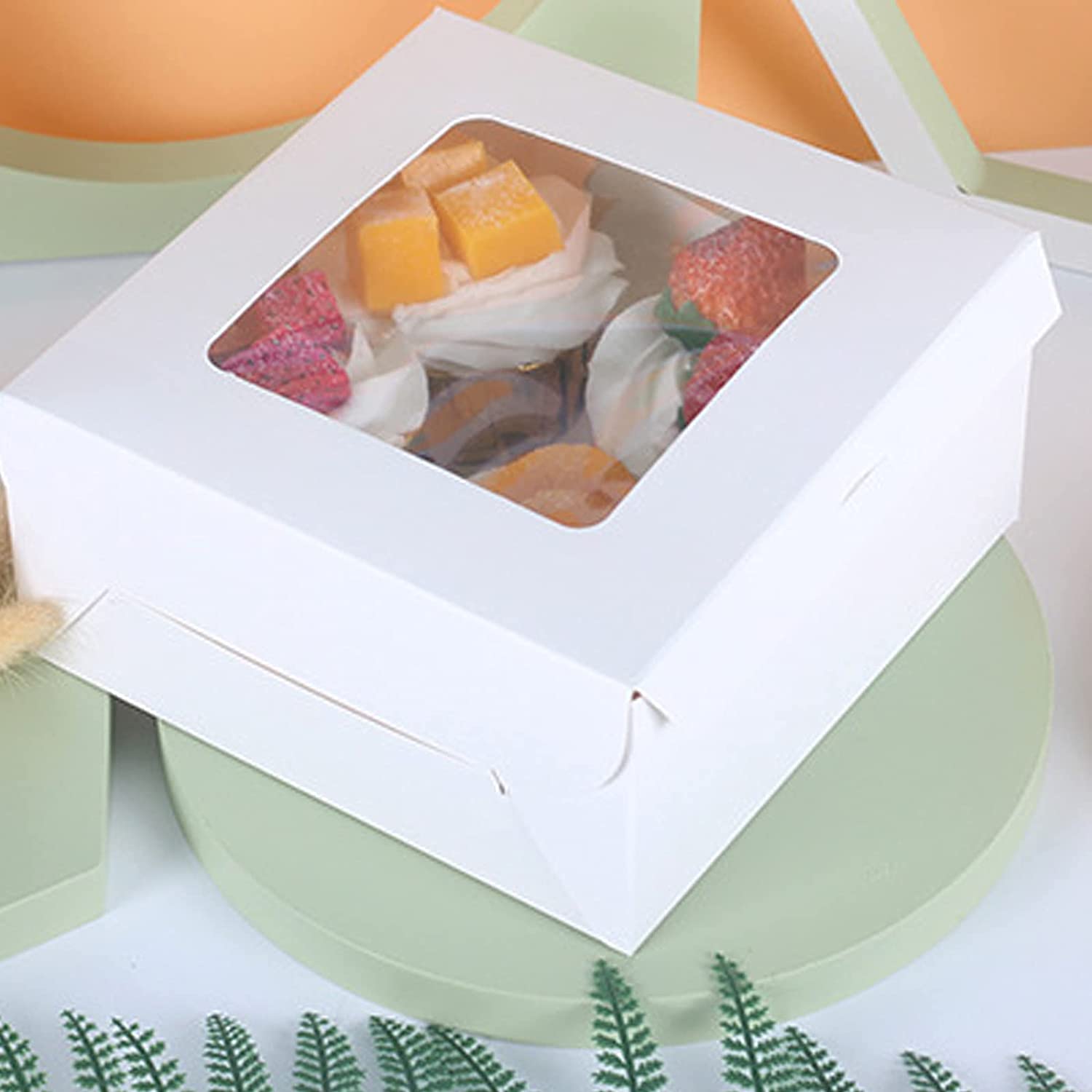 Buy 10 Set Cake Boxes 10x10x5 Inches White Bakery Boxes With Window