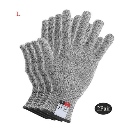 

2 Pairs Cut Resistant Gloves Food Grade Level 5 Protection HPPE Golves Protection Kitchen Home Garden Gloves (Size L)