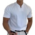thumbnail image 3 of Camiseta de cuello en V, camiseta de manga corta con cuello en V para hombre, camiseta elástica para hombre, valor excepcional, 3 of 4