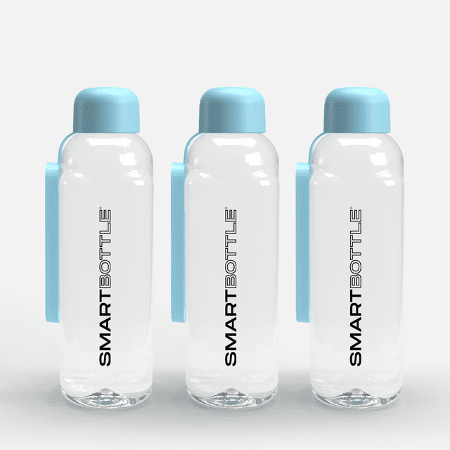 Smartbottle Slim Reusable Water Bottle, Baby Blue, 500ml / 16oz, 3-Pack