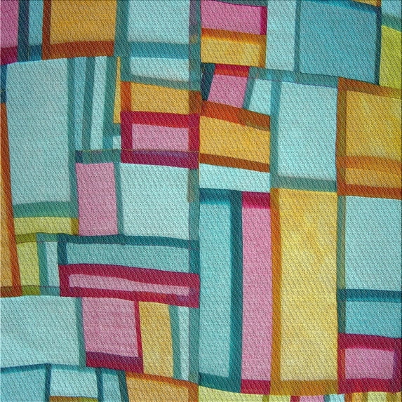 Ahgly Company Indoor Square Patterned Blue Green Abstract Area Rugs, 4' Square