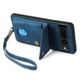 thumbnail image 5 of Nalacover for Google Pixel 8 Pro, Slim Case Wallet with Credit Card Holder, Back Flip Premium Leather Magnetic Clasp Kickstand Wirst Hand Strap Shockproof Cover for Google Pixel 8 Pro, Blue, 5 of 7