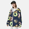 thumbnail image 5 of Daiia Sloth with Donuts UPF 50+ Sun Protection Hoodie Jacket Lightweight Long Sleeve Sun Shirt for Women Men with Pocket Hiking Outdoor-Small, 5 of 9