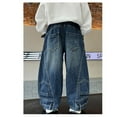 thumbnail image 3 of Kids Boys Baggy Jeans Cargo Jogger Pants Elastic High Waisted Straight with Pocket Classic Fit Pull On Kid Clothes 8-9 Years, 3 of 7