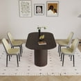 thumbnail image 5 of Medieval Modern Brown MDF Dining Table and PU Dining Chair Set with Black Metal Legs for Home Kitchen Family Gatherings, 5 of 9