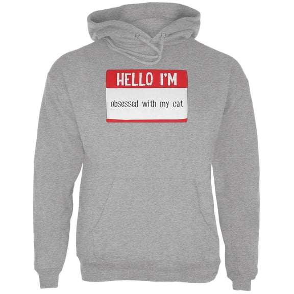 Halloween Hello I'm Obsessed With My Cat Mens Hoodie Storm Grey SM