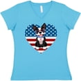 thumbnail image 3 of Inktastic Boston Terrier Dog US Flag July 4th Women's V-Neck T-Shirt, 3 of 5