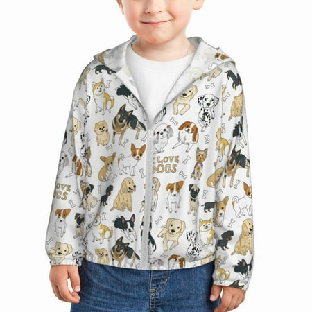

Gaeub I Love Dogs Print Athletic Sun Protection Hoodie for Kids Long Sleeve Outdoor UV Shirt Running Fishing Top for Boys Girls-2 Years