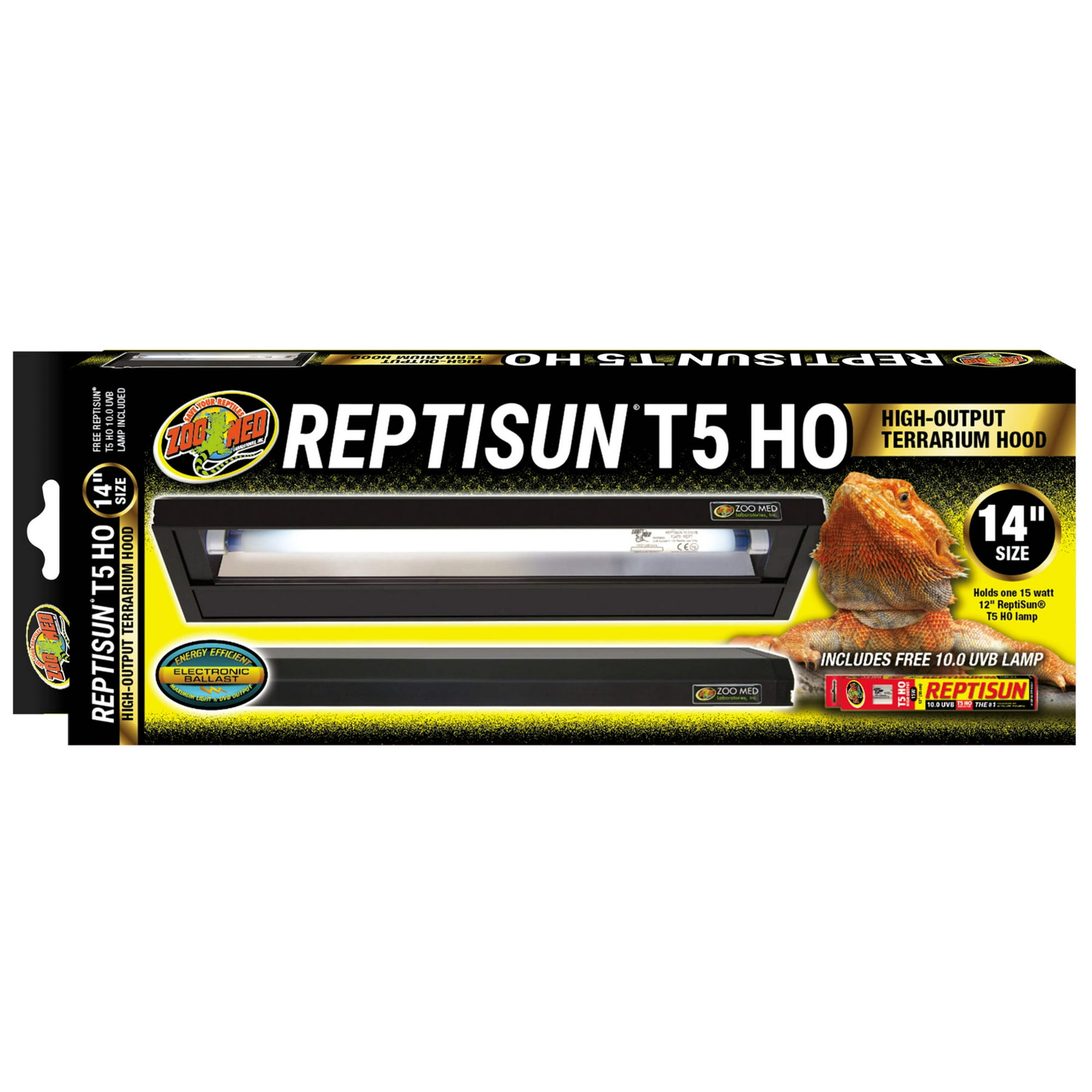Zoo Med ReptiSun T5 HO Terrarium Hood with 10.0 Bulb 14" L