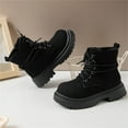 thumbnail image 4 of Ulitacool Boots For Girls Girls Suede Ankle Boots With Side Zipper And Lace Up For Autumn And Winter Wear Sole Cute Soft Feetwear 18-24 Months Black, 4 of 6