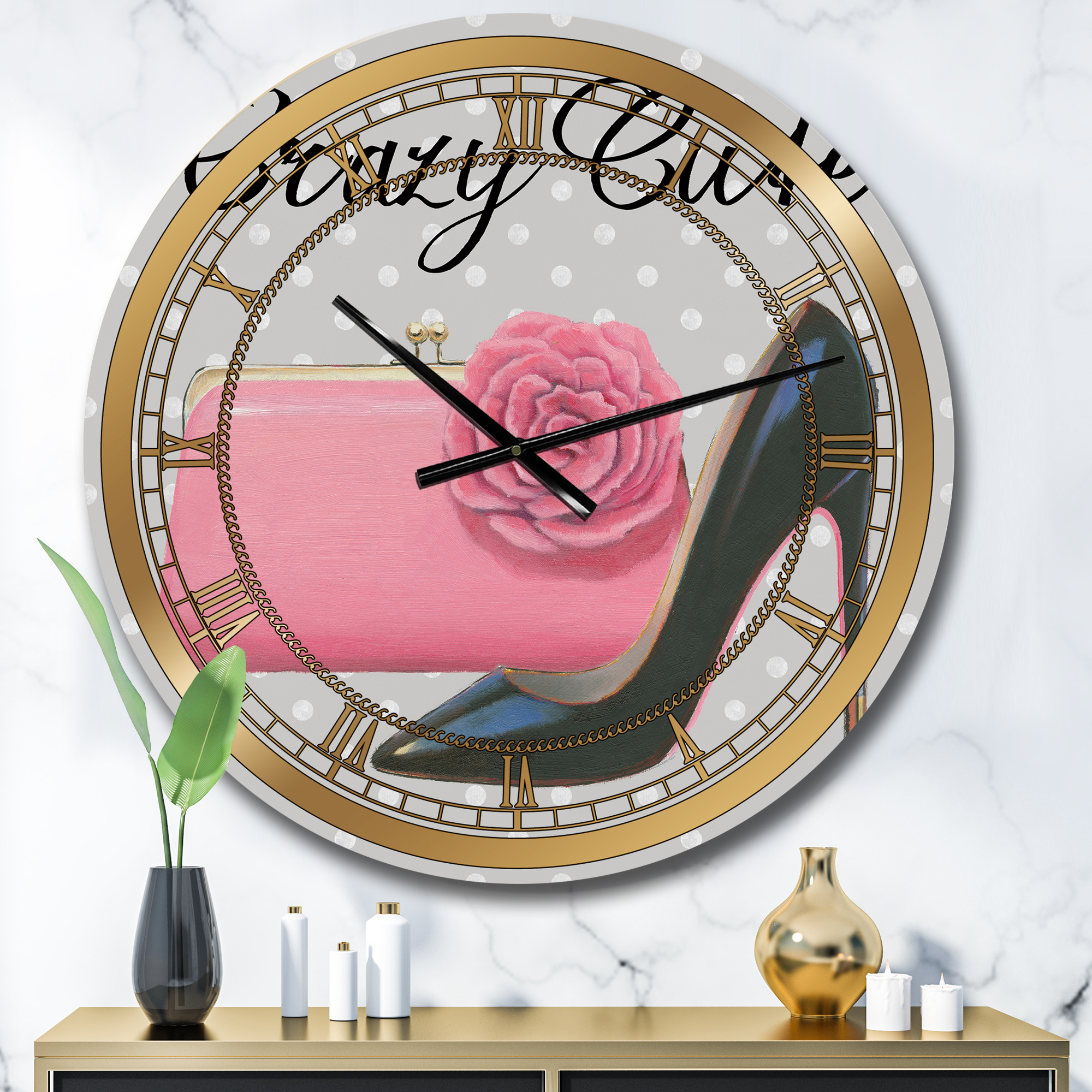 Designart 'Glam fashion High Heels I' Glam wall clock