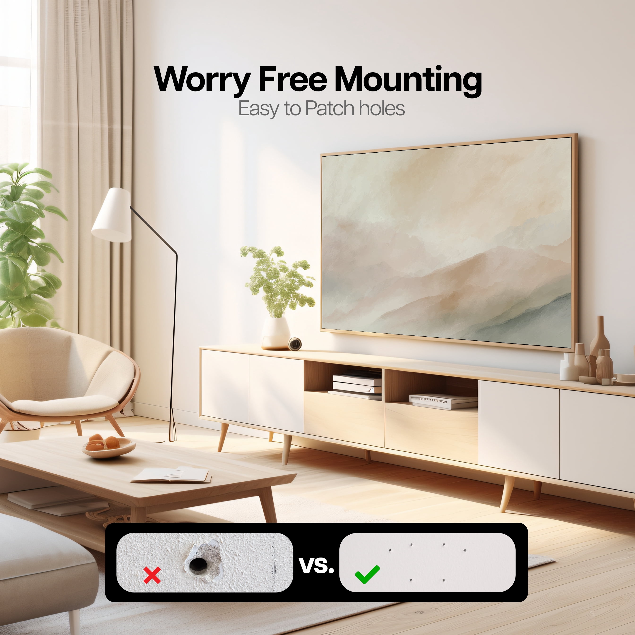 VIVO No Stud TV Wall Mount for Drywall, Fits 32 to 100 inch Screens
