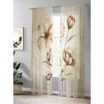thumbnail image 5 of Semi Sheer Window Curtains 108 Inches Long, Brown Ombre Daisy Rod Pocket Voile Silky Chiffon Curtain Treatment Drapes for Kitchen, Living Room, Farmhouse Vintage Floral Botanical 52"x108", 2 Panels, 5 of 9