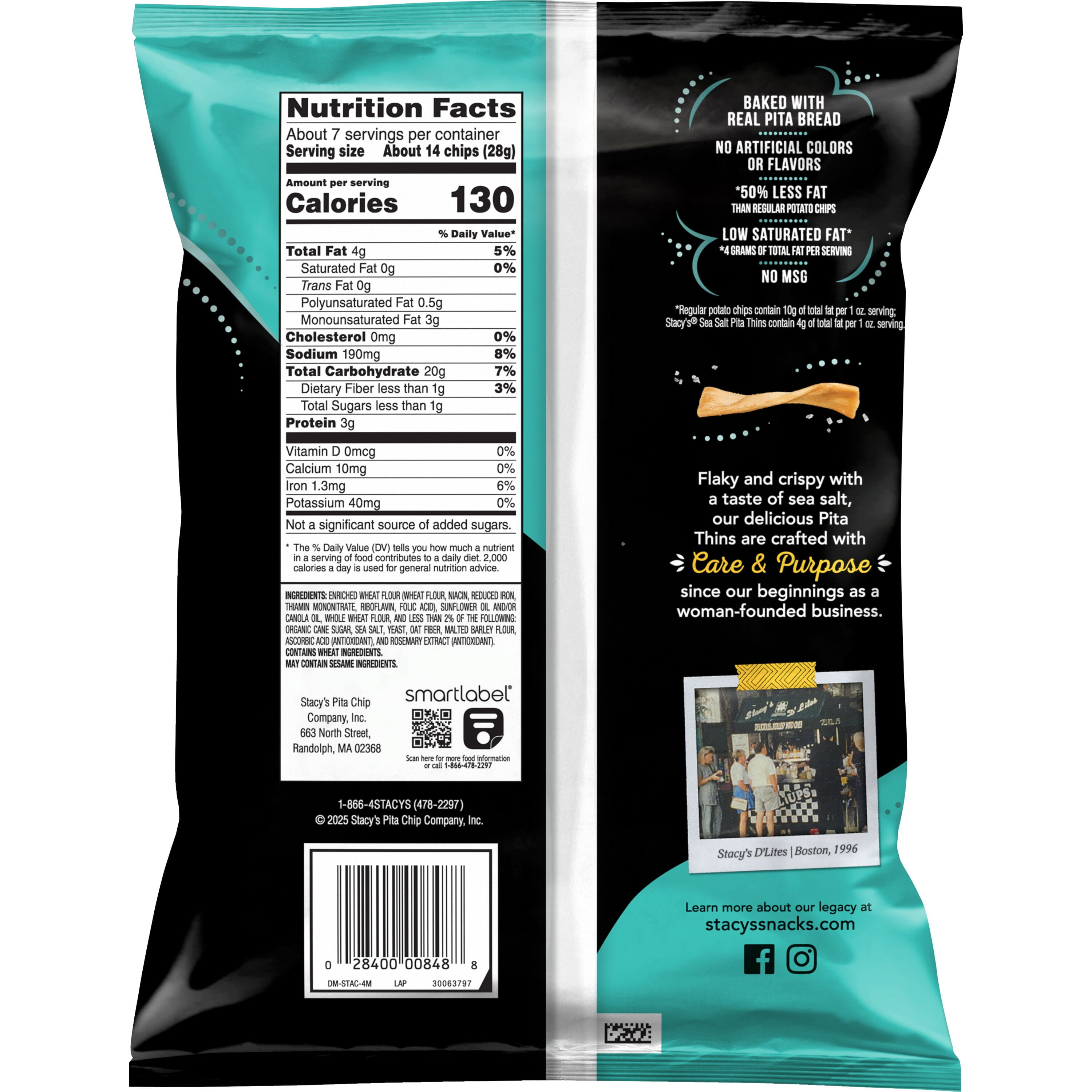 (6 pack) Stacy’s No Artificial Colors or Flavors Sea Salt Pita Thins Bag, 6.75. oz​