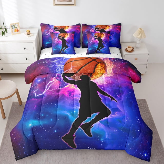 YST Ensemble Douillette Éclairs et Étoiles Galaxie, Lit en Sac, Format Simple (7 Pcs)