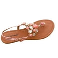 thumbnail image 4 of TOP Moda Berry-9 Women's Embellished Precious Gem Stone Crystal Flat Thong Sandals CORAL 5, 4 of 6