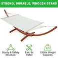 thumbnail image 5 of AVAWING 12FT Patio Single Hammock with Stand, Quilted Camping Hammock for Outdoor, Wood (White), 5 of 7