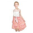 thumbnail image 2 of Girls Dress Pink Chiffon Floral Lace Top High-Low Tie Waist Princess 8 Years, 2 of 6