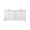 thumbnail image 3 of Elegant Decor Americana 72" Metal MDF Marble Double Bathroom Vanity in White, 3 of 6