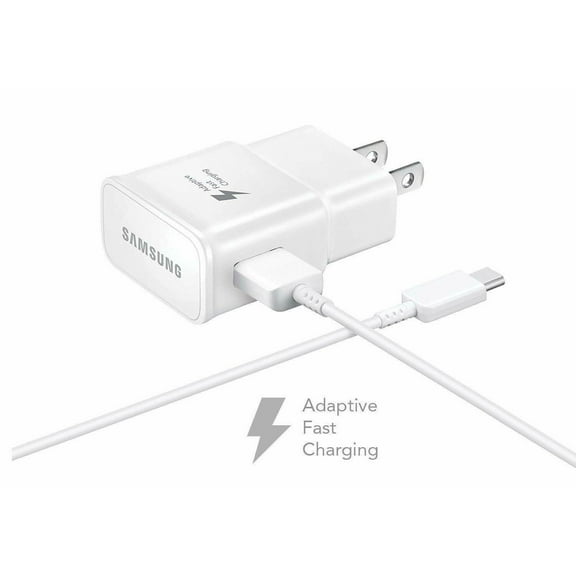 Samsung Galaxy A8 (2018) OEM Adaptive Fast Charger 15W with Certified USB Type-C Data and Charging Cable. (White / 3.3FT / 1M Cable)