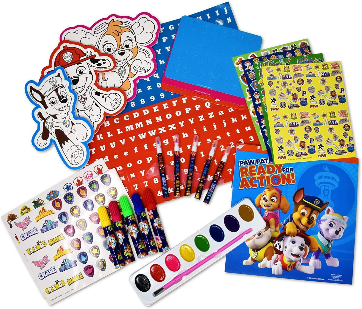 Paw Patrol Coloring and Activity Book Set, Color Mess Free Craft Art Kit for Kids, Includes Drawing Pad, Markers, Stickers