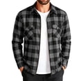 thumbnail image 3 of hoksml Men's Buffalo Plaid Zip Up Shacket Point Collar Dual Chest Pockets Stretch Flannel Jacket Comfort, 3 of 5