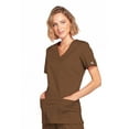 thumbnail image 3 of Cherokee Workwear Stretch Women Scrubs Top Mock Wrap, Plus Size, 4728, 4XL, Chocolate, 3 of 6