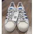 thumbnail image 2 of Adi - das Originals Superstar Athletic Shoes Mens Size 8.5 White Blue Orange FZ6476, 2 of 6