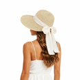 thumbnail image 2 of XFeng Floppy Straw Sun Hat Women Chiffon Bow Beach Straw Hat, 2 of 4