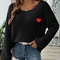 thumbnail image 5 of Brglopf Women's Sweaters Love Heart Embroidery V-Neck Knitted Pullover Tops Loose Fitted Casual Long Sleeve Sweaters, 5 of 6