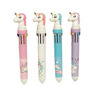 XianNv 4 Pcs Cute Unicorn Pens Stationery Set,Multicolor Glitter Liquid  Sand Pen for Girls Boys Kids Gifts,Black Ink,（0.5 mm）