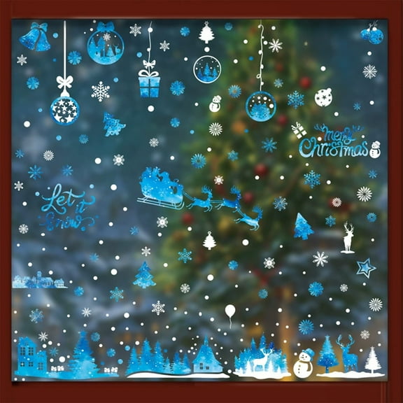 HOARBOEG Christmas Static Cling Stickers, 10Pcs Reusable Window Decals for Glass, Mirrors, Cabinets and Smooth Surfaces, Easy Peel and Stick Holiday Decorations Window Sticker